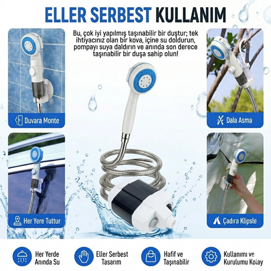 Portatif Taşınabilir Plaj Kamp Duşu