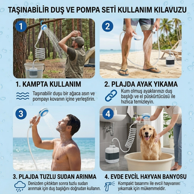 Portatif Taşınabilir Plaj Kamp Duşu